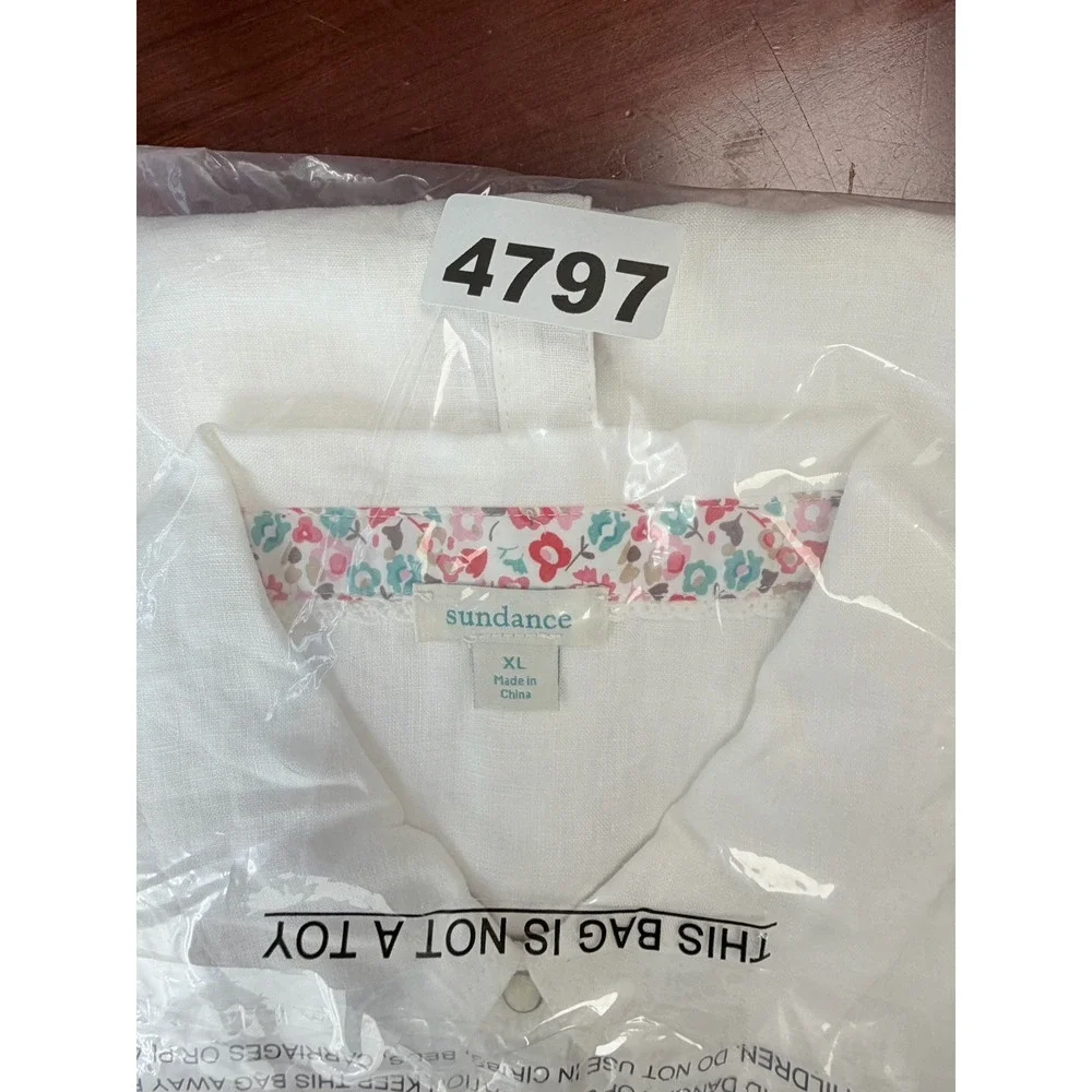 Sundance Willow Linen Sleeveless Top‎ Womens XL White Boho Western Button Front - Picture 8 of 8